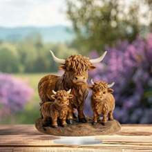 1 Piece, 2D Flat Acrylic Highland Cow Decoration Ornament, Bohemian Style, Very Suitable For Home, Office Or Coffee Shop Desktop Display, Holiday Decoration