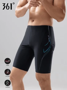 361degree Men's Professional Athletic 5-Inch Swim Trunks, Drawstring Waist, Inbuilt Lining, Side Stripe Print, Quick Dry High Stretch Fabric, Suitable For Vacation, Beach, Spa, Kayaking, Windsurfing, Sailing, Diving, Surfing, Snorkeling, Beach Volleyball, Fitness, Teens And Adults, All Season