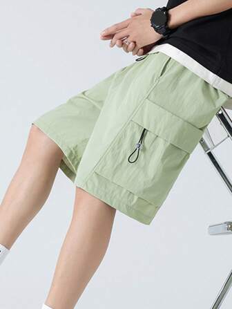 男式纯色宽松休闲工装短裤