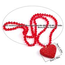 1 pièce Cadeau de la Saint-Valentin Collier en verre cristal 8mm, pendentif en forme de cœur en strass en argile pour femmes, maman, mère, fête des mères, cadeau