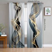 2 piezas de cortinas de ventana con patrón de rayas giratorias, cortinas decorativas, decoración del hogar, fácil de lavar a máquina y colgar, cortinas decorativas encantadoras adecuadas para sala de estar, dormitorio, puertas y balcones