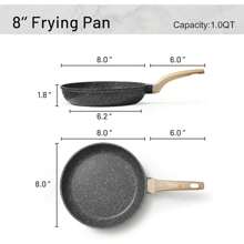 CAROTE Nonstick Frying Pan Skillet,Non Stick Granite Fry Pan Pan Omelet Pans, Stone Cookware Chef's Pan, PFOA,Induction Compatible(Classic Granite, 8-Inch), Family Dinner Supplies, Christmas Party Supplies