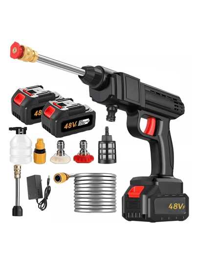 Pistola de limpieza de alta presión, pistola de limpieza de alta presión inalámbrica, motor totalmente de cobre de 48 V, máquina de limpieza eléctrica inalámbrica con una duración de batería de 180 minutos, máquina de limpieza de alta presión de mano, adecuada para el piso de la terraza de la cerca del automóvil
