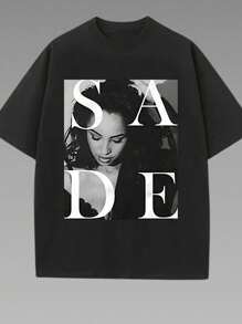 Summer Tops Oversized T Shirt Women Graphic Tees Women Solid Color Casual Women's Printed Round Neck Large Size T-Shirt, Suitable For Home, Sports And Shopping, Soft And Comfortable, Suitable For Spring And Summer Wear, Women's Tops, Women's Gifts, Carnival Gifts - 黑色 - 查看 1