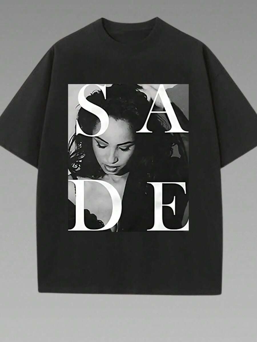 Summer Tops Oversized T Shirt Women Graphic Tees Women Solid Color Casual Women's Printed Round Neck Large Size T-Shirt, Suitable For Home, Sports And Shopping, Soft And Comfortable, Suitable For Spring And Summer Wear, Women's Tops, Women's Gifts, Carnival Gifts - 黑色 - 查看 1