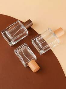 1pc/2pcs 30ml Square Wooden Cap Perfume Sprayer Bottle, Portable Travel Fragrance Refillable Bottle, Suitable For Storing Perfume, Alcohol And Other Liquids