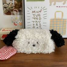 1pc Plush Cartoon Dog Tissue Box Plush Tissue Box Detachable Tissue Storage Container Desktop Tissue Organizer