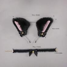 Handmade Cosplay Accessory Set - Fox Ears, Cat Ears Headband, Lace Bowknot , Bell Choker