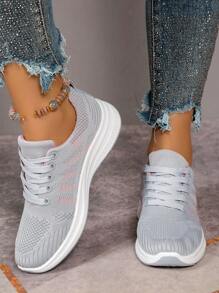 Novo estilo de tênis de corrida casual de malha para mulheres, tênis esportivos de viagem