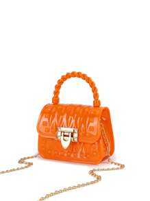 Fashionable PVC Silicone Rivet Studded Jelly Crossbody Bag - Orange - View 4