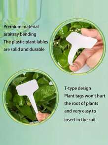 100 Stück weiße T-förmige Pflanzenetiketten, wasserdichte Outdoor Garten Pflanzenschilder, wiederverwendbare Baumschul-Pflanzenschilder für Gärtner und Hausbesitzer, geeignet für Pflanzungen, Töpfe und Saattabletts, Frühlingsfest