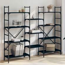 Bibliothèque noire 160x28,5x136,5 cm en bois d'ingénierie