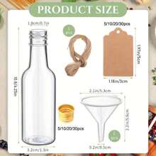 30/20/10/5pcs Mini Liquor Bottles,1.8oz/50ml Airtight Mini Alcohol Bottles Small Plastic Bottle With Caps, Mini Wine Bottles With Funnels, Tags, And Ropes, Juice Shot Bottles For Wedding Party