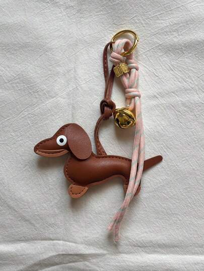 New Realistic Leather Sausage Dog Contrast Woven Rope Bag Charm Multifunctional Chocolate Baseball Decor Bag Pendant Puppy Keep Bridesmaid Gifts