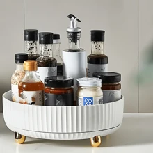 1 pièce Élégante boîte de rangement maquillage rotative à 360 degrés, plateau de vanité grande capacité, support circulaire en plastique multifonction pour parfum, étagère de rangement pour bureau