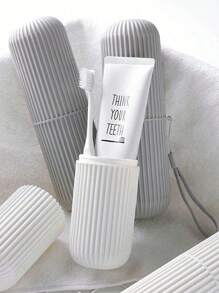 1/2pcs Portable Travel Mouthwash Cup, Toothbrush And Toothpaste Storage Box, Travel Camping Toothbrush Cup, Travel Toiletry Set, Travel Essentials, Beach And Holiday Back To School Travel Organizer