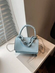 1 Girl's Handbag, Simple Casual Fashion Style, Large Capacity Lightweight Girl's Small Square Bag, Solid Color Pu Leather Fabric Magnet Closed Detachable Chain, Multiple Carrying Methods In One Bag, Suitable For Daily Use By Girl Shopping And Traveling