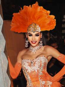 1pc Women's Carnival Feather Headpieces Sequin Headdress For Wedding Masquerade Party Cosplay Feather Headbands Halloween - A - View 7