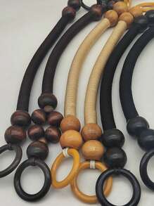 14.57 Inch Fashionable Rustic Wooden Bead Strap - U-Shaped Nylon Shoulder Strap Handle, Suitable For Crochet Bags, Tote Bags And Baskets, Multi-Color, Versatile DIY Bag Accessory - Multicolor - View 7