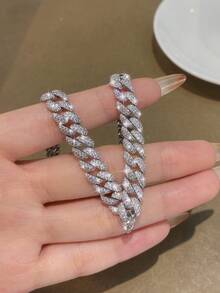 1pc 8mm Top Quality Hip Hop Diamond Prong Link Chain Rhombic Necklace S925 Sterling Silver In White Gold Pave Necklaces Shining Light Luxury And High-End Exquisite Fine Jewelry Gifts For Women