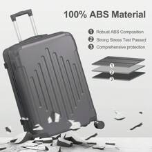 SUNROAD 4pcs Luggage Set ABS Hard Shell Suitcase Luggage Sets, Double Wheels, 16in 20in 24in 28in, Durable Hard Shell, Lightweight Travel Suitcases - 深灰色 - 查看 8