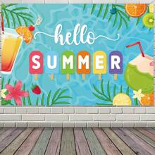 Fondo de "Hola Verano", fondo de playa hawaiana, fondo de fiesta de piscina de playa, fondo de fiesta de piscina de verano, pancarta de verano, decoración y suministros para fiesta tropical de verano - Hola verano - Ver 4