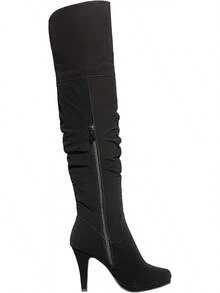 Women's Black Chunky Thigh High Over Knee High Heel Boots - 2025 Style - Sarahi-blacknubuck - Xem 3