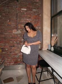 Black Dalmatian-Spot Midi-Dress - Black - View 5