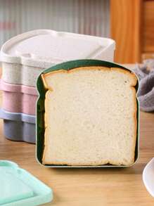 1 pieza Caja de plástico para pan y almuerzo, caja conservadora de pan, lonchera portátil para tostadas de estudiantes, lonchera portátil para exteriores, juego de regalo, de vuelta a la escuela - multicolor - Ver 5