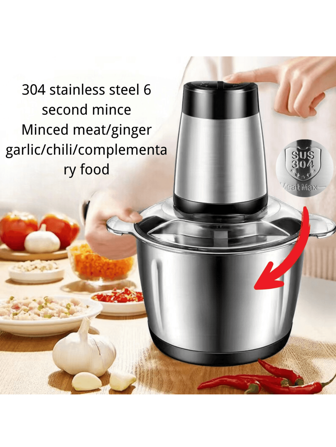 Mini Electric Meat Mincer With Double Blade Stainless Steel Meat Mincer For Kitchen, Vegetables, Onions, Garlic, Salads, Baby Food, Fruits, Nuts