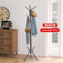 Coat Rack Stand Metal Coat Hat Jacket Umbrella Floor Standing Rack Black White Clothes Hanger 181CMCoat Hanger Back To School - Black - View 3