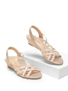 Women's Wedge Sandals Open Toe Low Heel Fashion Comfortable For Party Wedding Valentine's Day Dress Commuting All-Match Summer Shoes - 金色 - 查看 6