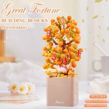 1pc New Arrival High Difficulty Multi-Granule Simulated Assemble Building Block Flower Bouquet, Carnation, Daisy, Jasmine Decorative Ornament, Home Decor, Birthday Gift, ABS Material, Handmade Fancy Building Block Ornament, Ideal For Valentine's Day, Mother's Day, Christmas, Halloween, Birthday