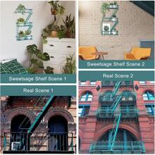 Fire Escape Wall Shelf - Rustic Wall Decorative Floating Shelves, Metal Display Shelves For Wall, Green (3-Tier)Room Decor - Green - View 6