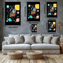 Cat Astronaut In Space Large Wooden Framed Wall Art Home Decor Canvas Painting- For Bedroom, Bathroom, Living Room, Office, Kitchen, Holiday Gift- 1pc