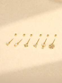 1 Stück Multi-Element Anhänger 925 Sterlingsilber Ohrringe für Damen flach rund Knorpel Ohrstecker perfekt für Alltag/Party Braut Schmuck Feiner Schmuck