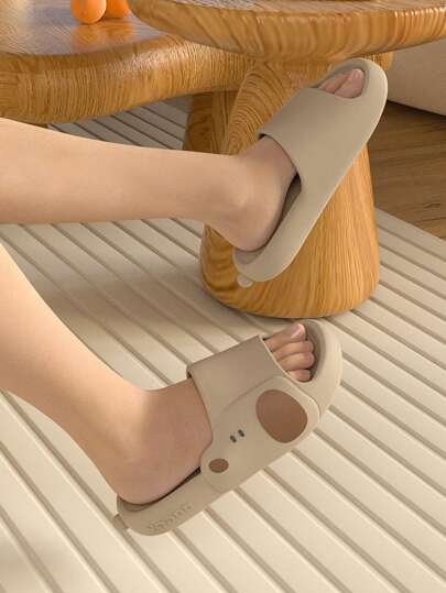 女士 EVA 纯色轻便防滑卡通图案平底休闲拖鞋，适合春夏季