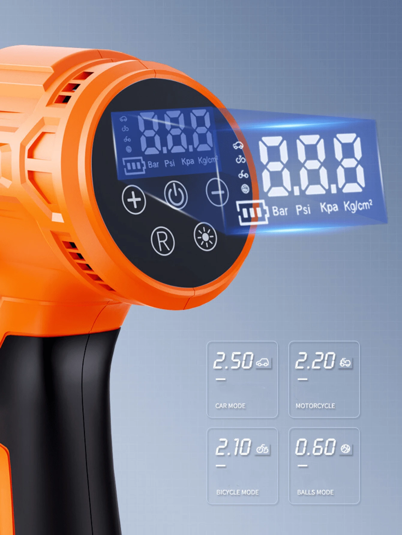 COMPRESSORE ARIA PORTATILE A BATTERIA RICARICABILE 12v PER RUOTE AUTO MOTO BICI - Foto 4