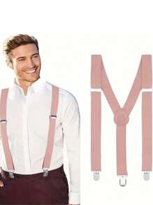 Solid Color Men Suspender With 3 Strong Clips Adjustable Braces Suitable For Teen Summer Casual Outdoor Athletic Or Vacation Travel Or Graduation Gifts Or Birthday Dress Accessories Or Daily Wear
