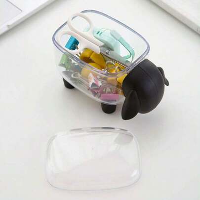 1pc Small Transparent Storage Box In The Shape Of A Lamb,It Is A Storage Container Made Of Acrylic Material. Besides Serving As A Storage Box, It Is Also An Adorable Home Decorative Ornament.Bathroom Vanity Storage Canister Gifts Birthday Graduation