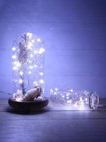 1包电池供电迷你铜线星光灯串，适用于卧室、梅森罐、DIY派对、婚礼、餐桌装饰、情人节、感恩节（冷白光） - 白色 - 查看 3