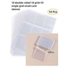 10Pcs Double Sided 180 Grid Mouth Protector Sleeves Pockets Gaming Trading Card Storage Album Pages Card Collector Coin Holders Wallets Sleeves