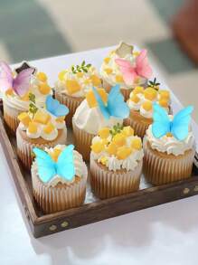 48只威化纸蝴蝶套装，粉色蛋糕装饰，纸杯蛋糕装饰，蝴蝶蛋糕装饰 - 多种尺寸，优质手工蝴蝶蛋糕装饰和纸杯蛋糕装饰，威化纸蝴蝶纸杯蛋糕装饰，紫色蛋糕装饰 - 彩色 - 查看 8