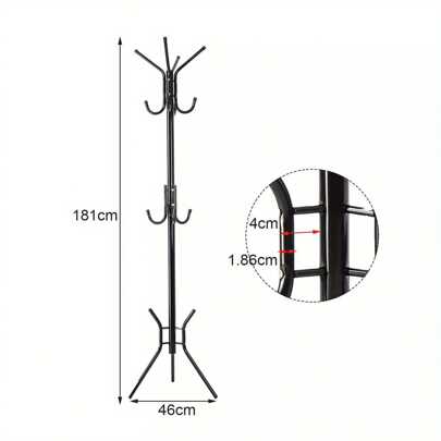 Coat Rack Stand Metal Coat Hat Jacket Umbrella Floor Standing Rack Black White Clothes Hanger 181CMCoat Hanger Back To School