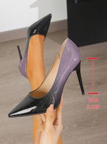 Orange Pointed Toe High Heel Pumps, Sexy Women's Shallow Slip-On Shoes, 2025 New Ombre Stone Texture High Heels, Slim Heel, Versatile Elegant