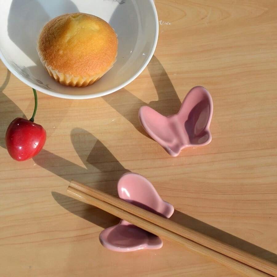 1 件/2 件/3 件/4 件陶瓷蝴蝶筷子架，可爱家居日常使用筷子架枕头 - 彩色 - 查看 1