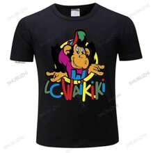 Men's Street Shooting Hip Hop Monkey T-Shirt LC Waikiki Monkey Graphic Printed Cotton Tshirt Short Sleeve Beach Tee-Shirt - 黑色 - 查看 1