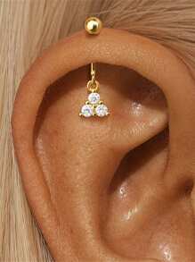 1 Stück Multi-Element Anhänger 925 Sterlingsilber Ohrringe für Damen flach rund Knorpel Ohrstecker perfekt für Alltag/Party Braut Schmuck Feiner Schmuck