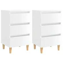 Tables repose-pieds en bois 2 pcs blanc brillant 40x35x69 cm