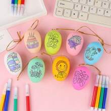 5件DIY彩绘复活节彩蛋拼图玩具手工涂鸦复活节彩蛋仿真蛋壳（款式颜色随机）